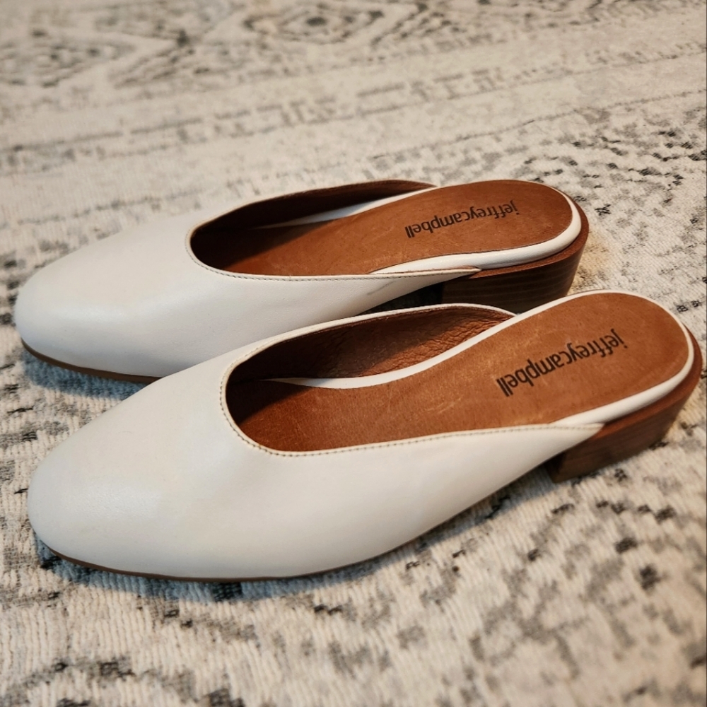 NEW Jeffrey Campbell White Mules